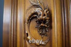 Antique French Victorian Hand Carved Wood Wall Door Panel with Griffin Chimera