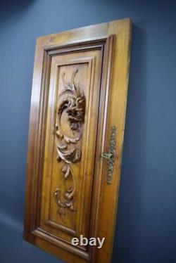 Antique French Victorian Hand Carved Wood Wall Door Panel with Griffin Chimera