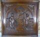 Antique French Wall Panel Hand Carved Chesnut Wood Salvage -scene Breton Peasant