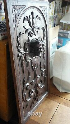 Antique French head Carved Panel in Solid Oak Wood