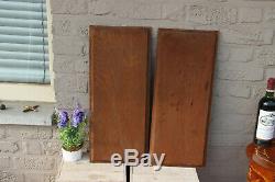 Antique French pair breton wood carved cabinet panels