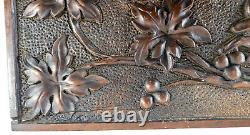 Antique German Gothic Revival Carved Walnut Wood Panel Creature Floral Scroll