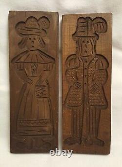 Antique Germany Black Forest Wood Hand Carved Man Woman Panel 19thC