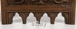 Antique Gothic Revival Pair of Panels Hand Made Sculptured Oak Carved Salvage