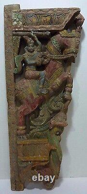 Antique Hand Carved Asian Wood Art Panel figural Dragon Bird Horse Rider ornate