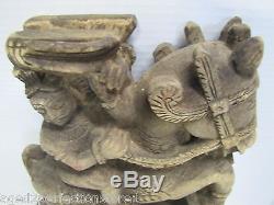 Antique Hand Carved Asian Wood Art Panel figural horse warrior rider ornate