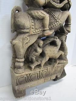 Antique Hand Carved Asian Wood Art Panel figural horse warrior rider ornate