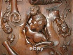 Antique Hand Carved LG Walnut Wood Panel, Figural Woman's Bust, Italian, French