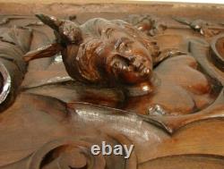 Antique Hand Carved LG Walnut Wood Panel, Figural Woman's Bust, Italian, French