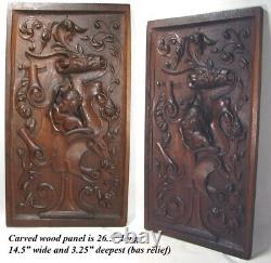 Antique Hand Carved LG Walnut Wood Panel, Figural Woman's Bust, Italian, French