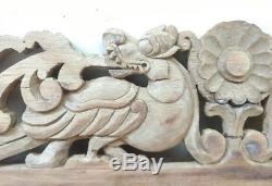 Antique Hand Carved Wall Hanging Wooden Panel Dragon Yalli Vintage Home decor