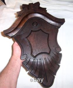 Antique Hand Carved Walnut Shield Panel 17, Victorian 1800s 19th Century Wood