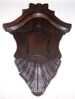 Antique Hand Carved Walnut Shield Panel 17, Victorian 1800s 19th Century Wood