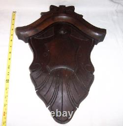 Antique Hand Carved Walnut Shield Panel 17, Victorian 1800s 19th Century Wood