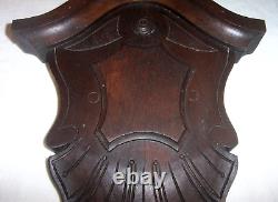 Antique Hand Carved Walnut Shield Panel 17, Victorian 1800s 19th Century Wood