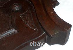 Antique Hand Carved Walnut Shield Panel 17, Victorian 1800s 19th Century Wood