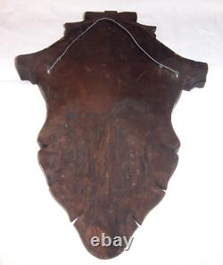 Antique Hand Carved Walnut Shield Panel 17, Victorian 1800s 19th Century Wood