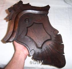 Antique Hand Carved Walnut Shield Panel 17, Victorian 1800s 19th Century Wood