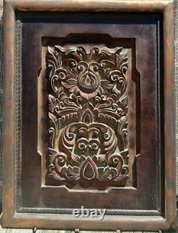 Antique Hand Carved Wood Framed Panel French Wood Wall Art Decor 24×33