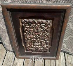 Antique Hand Carved Wood Framed Panel French Wood Wall Art Decor 24×33