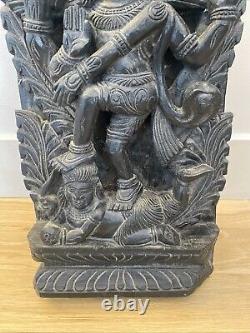 Antique Hand Carved Wood Panel Indian Art Wall Hanging