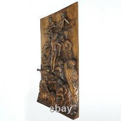 Antique Hand Carved Wood Relief Panel Descent Christ from the Cross Altar Piece