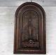 Antique Hand Carved Wood Wall Panel Bas Relief Tableaux Crucifix Virgin H. Ghost