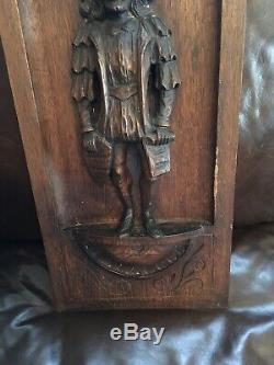 Antique Hand Carved Wooden Panel Solider Shield Highly Detailed Rare