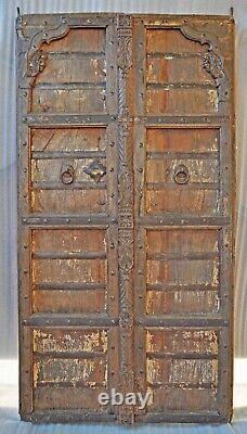 Antique Hard Teak Wood Big Size Door Panel Pair Original Old Hand Carved 3x6 ft