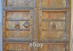Antique Hard Teak Wood Big Size Door Panel Pair Original Old Hand Carved 3x6 ft