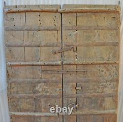 Antique Hard Teak Wood Big Size Door Panel Pair Original Old Hand Carved 3x6 ft