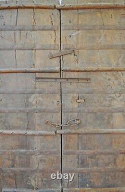 Antique Hard Teak Wood Big Size Door Panel Pair Original Old Hand Carved 3x6 ft