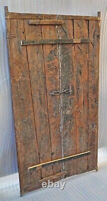 Antique Hard Teak Wood Big Size Door Panel Pair Original Old Hand Carved Painted