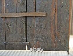 Antique Hard Teak Wood Big Size Door Panel Pair Original Old Hand Carved Painted