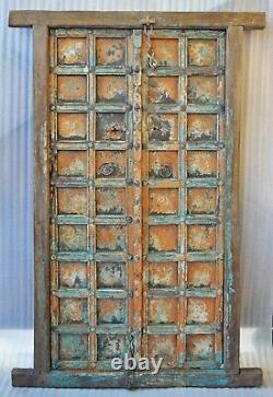 Antique Hard Teak Wood Big Size Door Panel With Frame Original Old Hand Carved