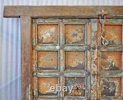 Antique Hard Teak Wood Big Size Door Panel With Frame Original Old Hand Carved