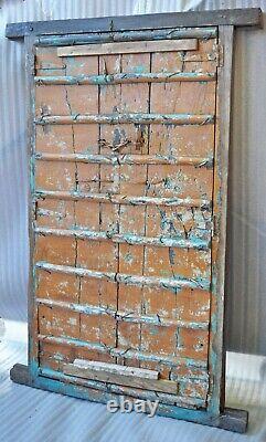 Antique Hard Teak Wood Big Size Door Panel With Frame Original Old Hand Carved