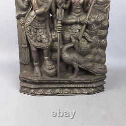 Antique High Relief Carved Wood A Hand Panel Sculpture India First'900