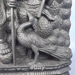 Antique High Relief Carved Wood A Hand Panel Sculpture India First'900