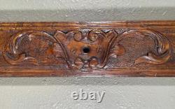 Antique Highly Carved Drawer Panel in Solid Chestnut Wood