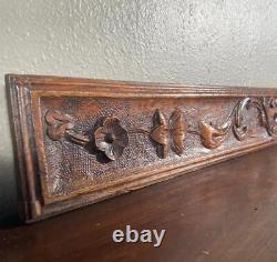 Antique Highly Carved Drawer Panel in Solid Chestnut Wood