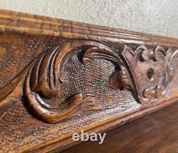 Antique Highly Carved Drawer Panel in Solid Chestnut Wood