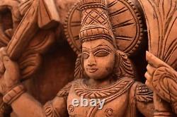 Antique India Hand Carved Wood Hindu Muraga God Temple Figure Relief Panel