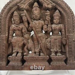 Antique Karthikeya Kavadi Carved Wood Panel Hindu God