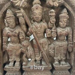 Antique Karthikeya Kavadi Carved Wood Panel Hindu God