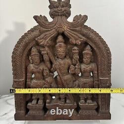 Antique Karthikeya Kavadi Carved Wood Panel Hindu God