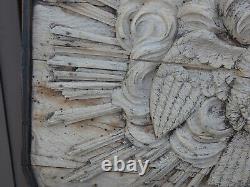 Antique LARGE 18thc Wood carved Religious Wall panel Holy spirit dove church