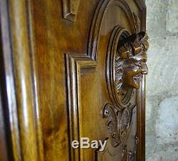 Antique Large Carved Architectural Walnut Door Panel Wood -Renaissance Style Men