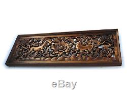 Antique Nice 2 Horse Carved Wood Home Wall Panel Mural Decor Art Statue FS gtahy