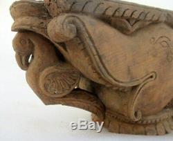 Antique Old Rare Wooden Hand Carving Lion Bird Figure Heavy Wall Bracket Panel
